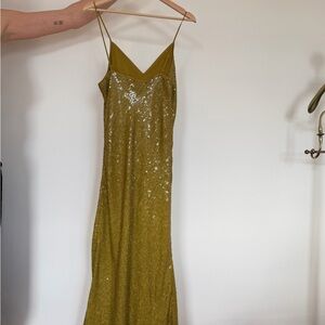 Diane Von Furstenberg Gold Sequin Backless Dress